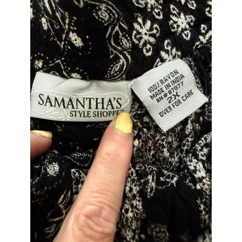 Patchwork Skirt 2XL XXL Black White Boho Hippie Drawstring Gauze Samantha’s